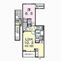ハイライト 2階1LDKの間取り