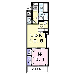 アルティザン九条 1階1LDKの間取り