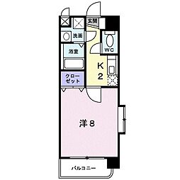 グラン・ビュ−高麗 4階1Kの間取り
