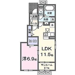 プラウド四屋　I 1階1LDKの間取り