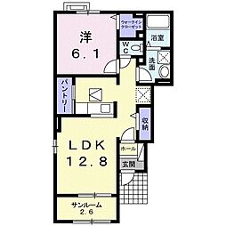ドメーヌ・Ｔ 1階1LDKの間取り