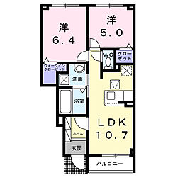 メゾン　モナムール　I 1階2LDKの間取り