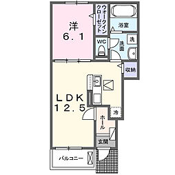 パークヒルズ利根六番館 1階1LDKの間取り