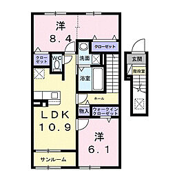 チョコレット 2階2LDKの間取り