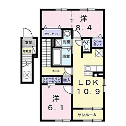 チョコレット 2階2LDKの間取り