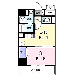 シャラ サーブール 1DKの間取図画像