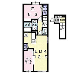 ヴェッタ　コスタ 2階1LDKの間取り
