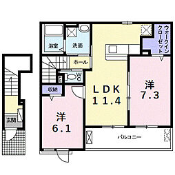 ニシル・ラッキーキャット 2LDKの間取図画像