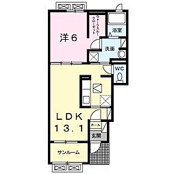 セイバリー．Ｅ　III 1階1LDKの間取り