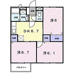 エバンス2 3DKの間取図画像