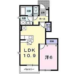 ブルック大瀬Ｂ 1階1LDKの間取り