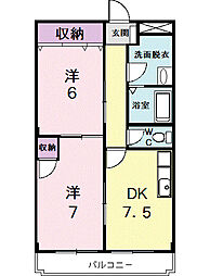 アンティロウプ 1階2DKの間取り