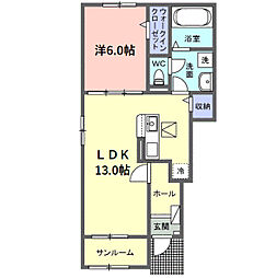 サニーセトル拾弐号館 1階1LDKの間取り