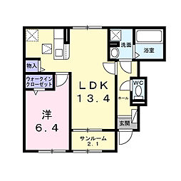 アルモニーＤ 1階1LDKの間取り