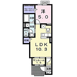 アルモニーＣ 1階1LDKの間取り
