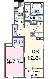 アルトプエンテ　II 1階1LDKの間取り