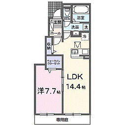 グランシャリオ富岡　弐番館 1階1LDKの間取り