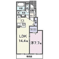 グランシャリオ富岡　弐番館 1階1LDKの間取り