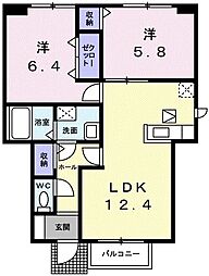 エトワール・シャン 2LDKの間取図画像