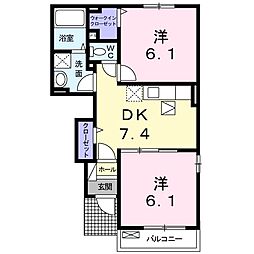 メゾンレラーブル 2DKの間取図画像