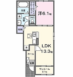 カメリア　板井　Ａ 1階1LDKの間取り