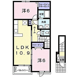 フォレスタ橋本　II 2階2LDKの間取り
