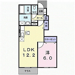 グランヴィラージュ 1階1LDKの間取り