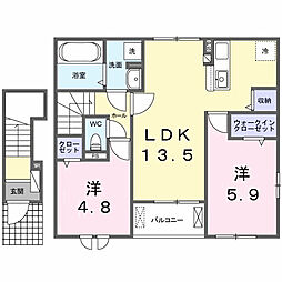 パラッツオ　Ｃ 2階2LDKの間取り