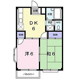 さくらハイツ 1階2DKの間取り