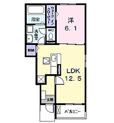 グランディールＣ−1 1階1LDKの間取り