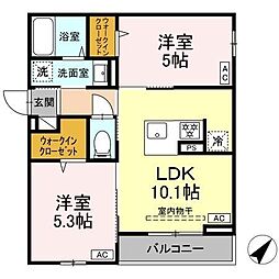 Asset-Court曙町 3階2LDKの間取り