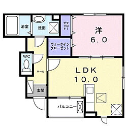 クレスト　コート 1階1LDKの間取り
