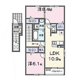 コンフォーティア白石 2階2LDKの間取り