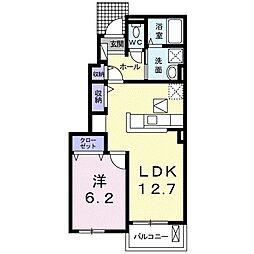 カルムアン 1LDKの間取図画像