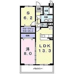 Ｍｉｚｏｂａｔａ　Ｏｄａ 1階1SLDKの間取り