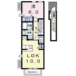 トレジャーガーデンII 2階1LDKの間取り