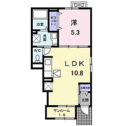 メンリッヒェン・ウッド 1階1LDKの間取り