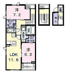ファミール本郷 3階2LDKの間取り