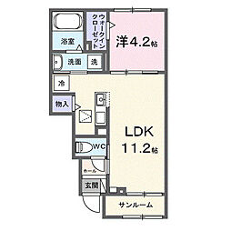 ムゲット 1階1LDKの間取り