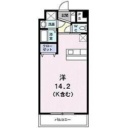 ヴィラルミノーソA ワンルームの間取図画像