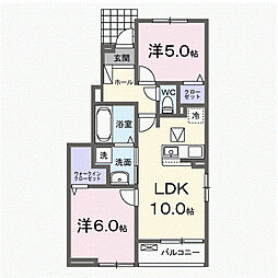 ヒルクレアＥＡＳＴ 1階2LDKの間取り
