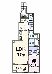 堀内アパート仮 1階1LDKの間取り