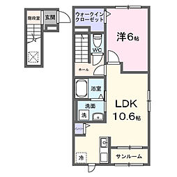 メゾン　ド　ファミーユ　III 201 2階1LDKの間取り