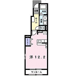 サウスパーク　Ｂ 1階ワンルームの間取り