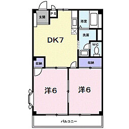 ネオ丸山 103 1階2DKの間取り