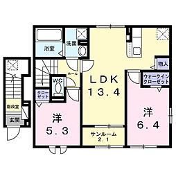 ジェイ　エスII 2階2LDKの間取り