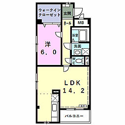 ゴールド　フォレスト 4階1LDKの間取り