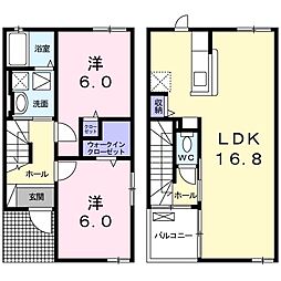 ソラージュ　Ｙ 1階2LDKの間取り