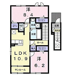 ルアーナ 2階2LDKの間取り