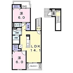 ＫＭエイティーエイト 2階2LDKの間取り
